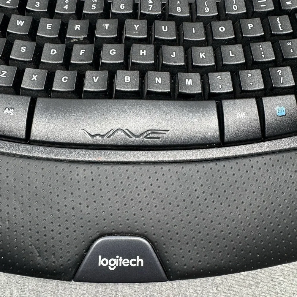 Logitech K350 Wireless Wave Keyboard Tested Working No Dongle Ergonomic Black